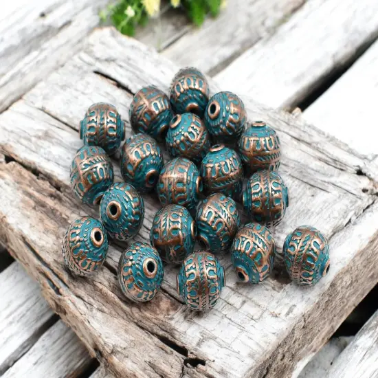 *20* 11x10mm Copper Patina Lantern Round Beads {1}