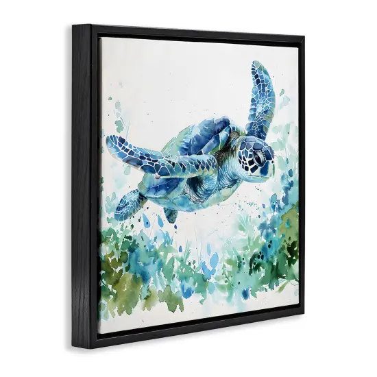 Stupell Industries Swimming Turtle & Botanicals Floating Frame By LSR Creative Studio {3}