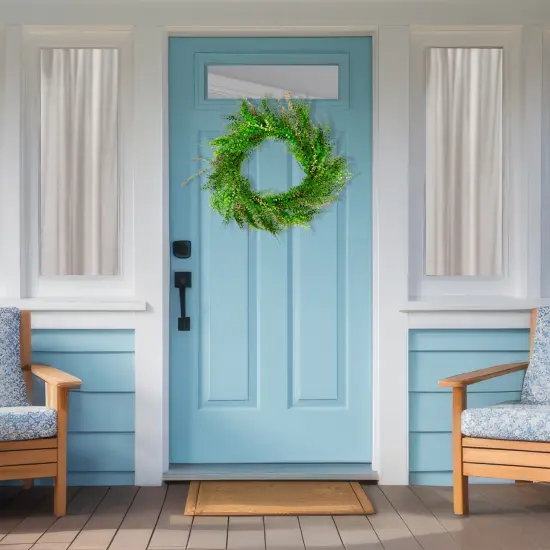 Northlight Mixed Boxwood Fern Artificial Wreath - 24" Green {4}
