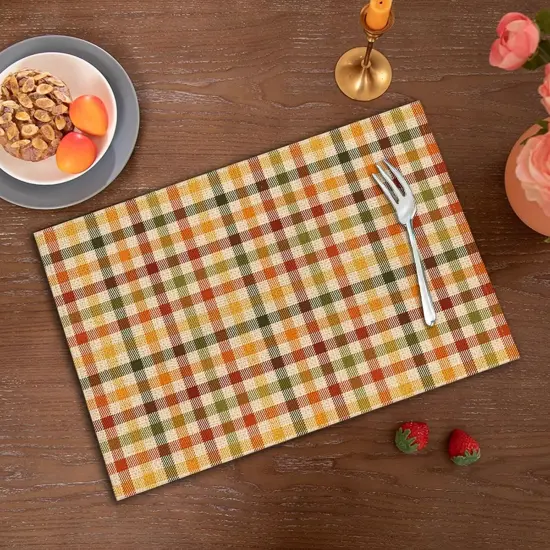 4 Pieces Fall Buffalo Plaid Placemats 12x18 Inch(Fall Plaid-1) {4}