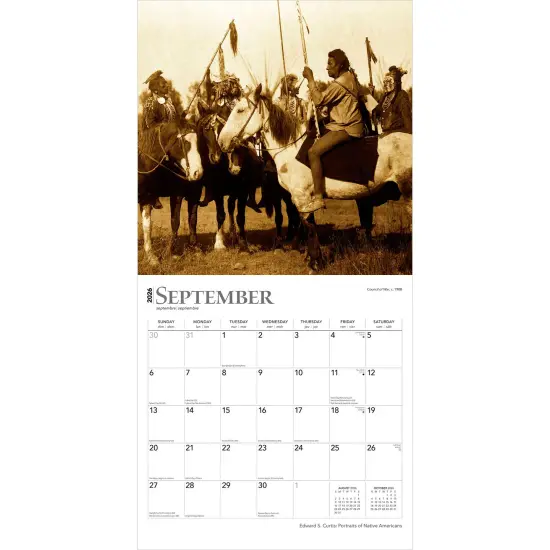 Edward S. Curtis Portraits of Native Americans | 2026 12 x 24 Inch (Hanging) Monthly Square Wall Calendar | Plastic-Free {4}