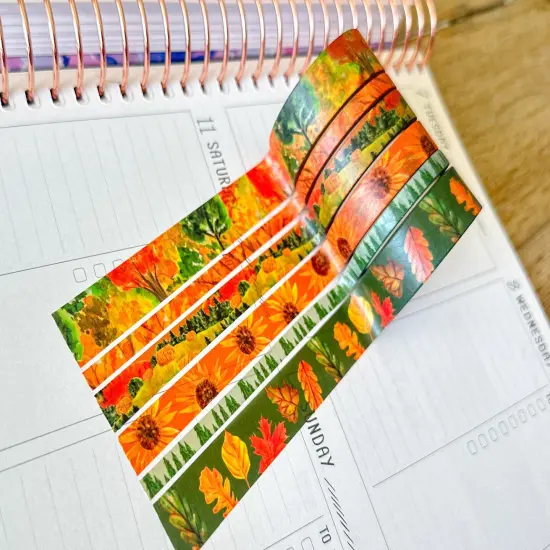 Fall Trees Leaves Autumn Foliage Washi Tape Set October 2024 - W118 {4}