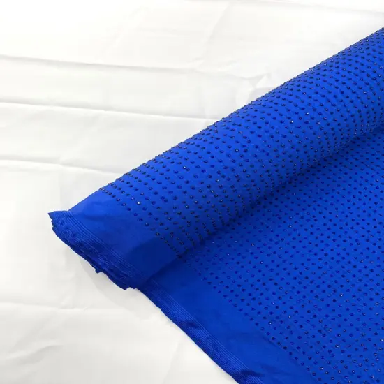 1 Yard Rhinestone Stretch Spandex Fabric Nylon for Costumes, Leggings & D&eacute;cor Width 54" Royal blue {1}