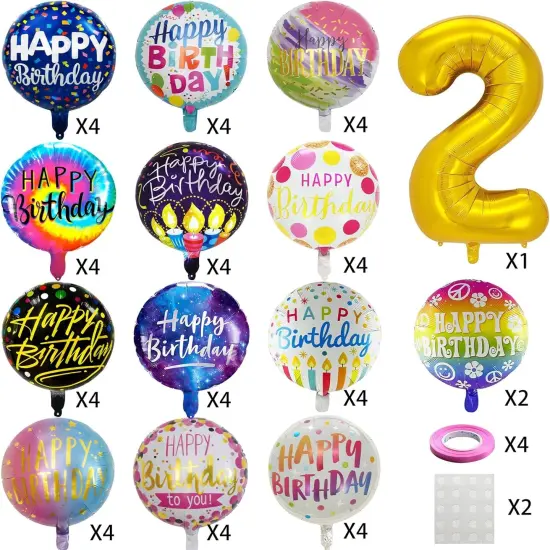 50 Pcs Birthday Party Foil Balloons 2nd Birthday {3}