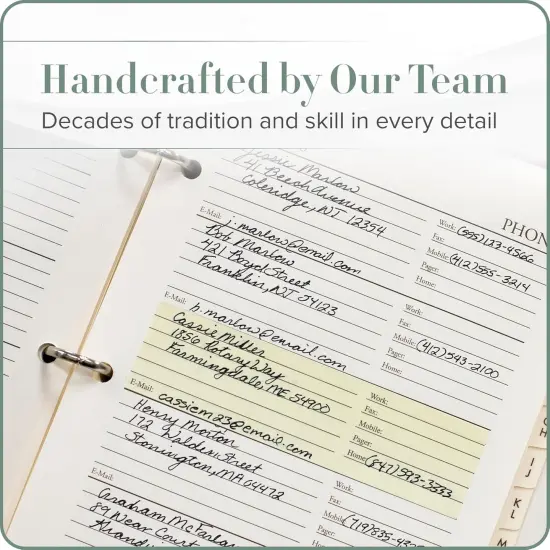 Gallery Leather Large Address Book with Alphabetical Tabs up to 480 records, Leather Notebook Hardcover, Telephone and Address Books - 9x7, Camden Violet {6}