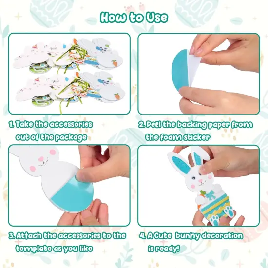 24 Pack Easter Bunny Craft for Kids Make You Own Easter Rabbit Foam Stickers Ornament {3}