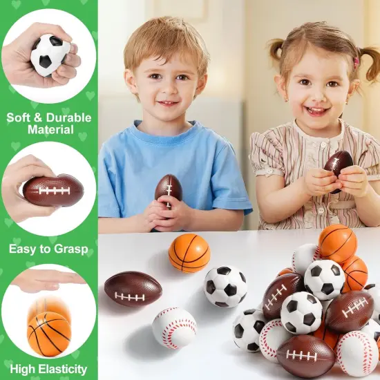 Easter Basket Stuffers for Kids Boys Girls, 24 Pack Foam Bouncy Stress Balls with Cards for Toddlers {3}