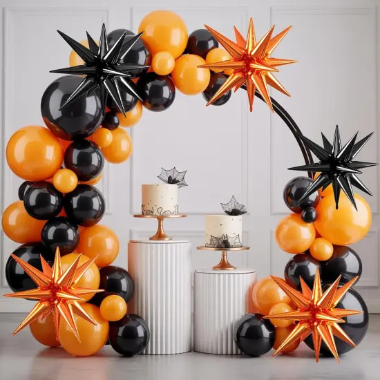 Star Shaped Balloons, Aluminum Foil Balloon(Orange Black) {3}