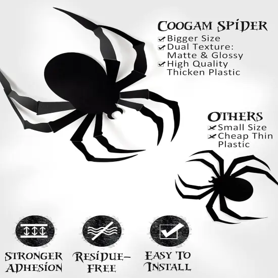 Scary Realistic Black Spider Sticker DIY Windows Wall Decal {2}