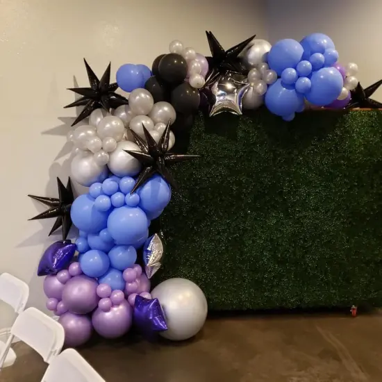 27/22 Inch Foil Star Explosion Balloons(Purple Black) {6}