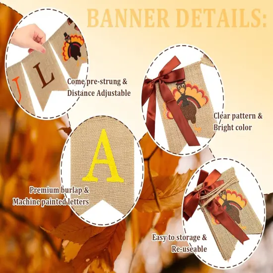 Fall Thanksgiving Burlap Banner (Multicolor) {2}