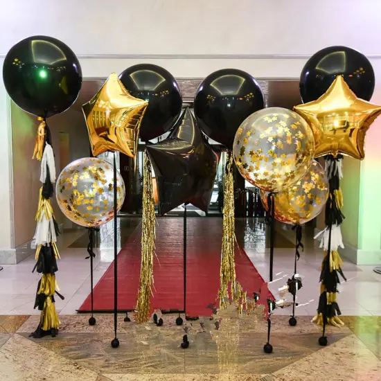 6 Pcs Black Foil Balloons - 22 Inch (Black-1303) {2}