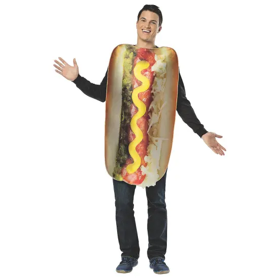 Adult Loaded Hot Dog Costume One Piece Tunic Fun Halloween Outfit {1}