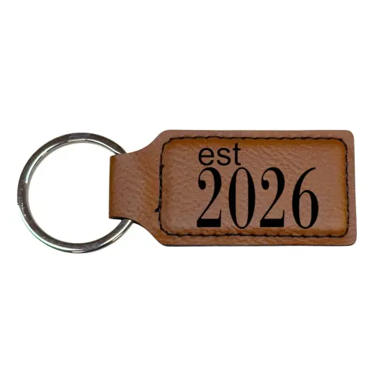 Keychain - Rectangle -Est 2026 - Leather Pink/Black {4}