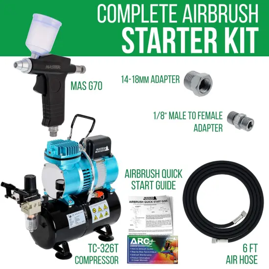 Universal Precision Trigger Style Gravity Feed Airbrush Set with High Performance Airbrush Air Compressor with Air Storage Tank {2}