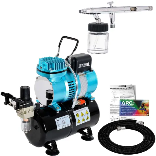 HI-FLOW All-Purpose Precision Dual-Action Siphon Feed Airbrush with High Performance Airbrush Air Compressor with Air Storage Tank {1}