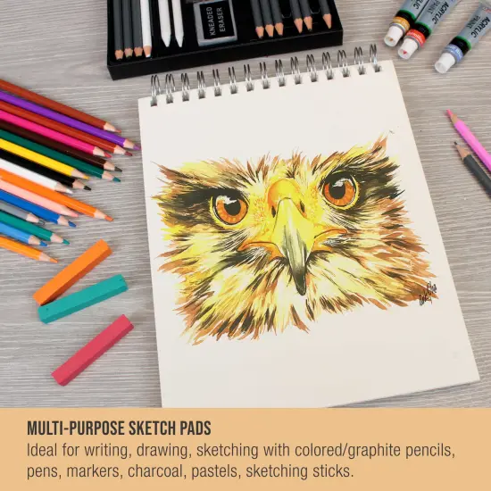 8"x10" Top Spiral Bound Sketch Book, 2 Pack, 100 Sheets Each, 60lb (100gsm), Acid-Free, Artist Sketchbook, Drawing Pad for Adults & Students {5}