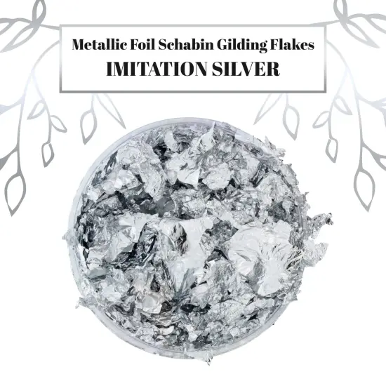 Metallic Foil Schabin Gilding Flakes, Imitation Silver10 Gram Bottle - Metal Leaf Foil Flakes for Resin, Nails, Crafts, Painting, Jewelry, Slime, Arts and Crafts {2}