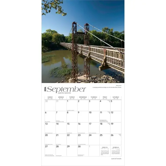 Land of Lincoln | Illinois Places | 2026 12 x 24 Inch (Hanging) Monthly Square Wall Calendar | Plastic-Free {4}