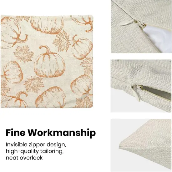 Orange Pumpkin Maple Leaves Throw Pillow Covers {2}