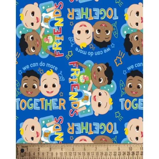 Cocomelon Friends Together Licensed By David Textiles Digital Digital Cotton Print Fabric By the Yard | By the Yard | Sewing and Crafting | 44 inches wide {1}