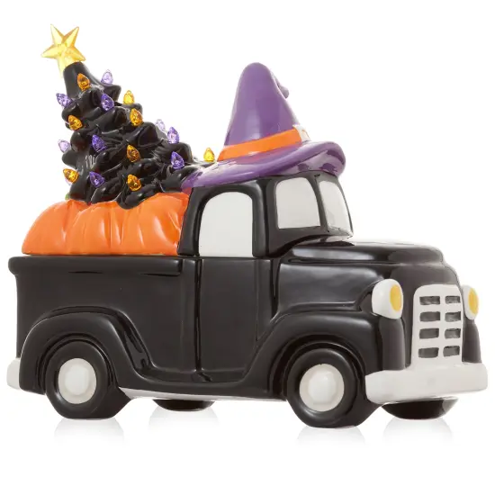 Casafield Ceramic Halloween Hand-Painted Pre-Lit LED Tabletop Home D&eacute;cor Black Truck {2}