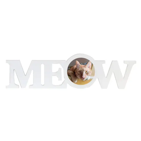 Sublimation Pet Product White Coated Wood Word Blocks D&eacute;cor for Mantle&ndash; Sublimation Ready with 3.74&rdquo; Plate- Meow {1}