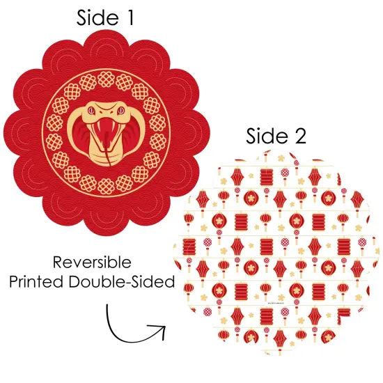 Big Dot of Happiness Lunar New Year - 2025 Year of the Snake Round Table Decorations - Paper Chargers - Place Setting For 12 {4}