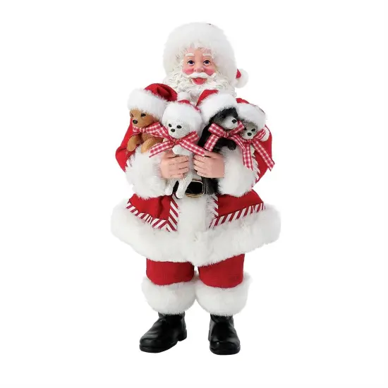 10.5" Santa with Litter of Puppies – Heartwarming Christmas Decoration {1}