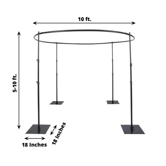 10 ft Black Adjustable 4 Post Round Wedding Arch Stand Backdrop Canopy Party {4}