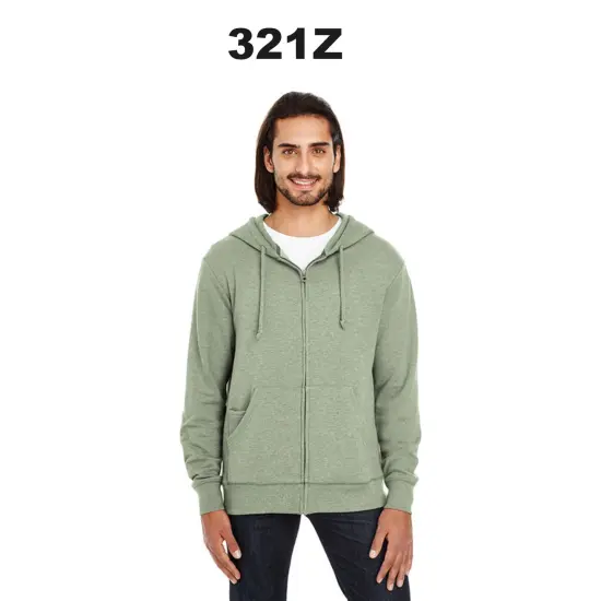 Unisex Triblend French Terry Full-Zip ARMY HEATHER {5}