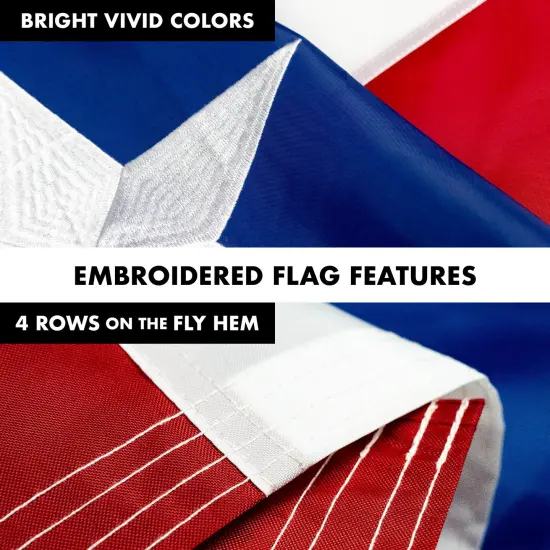 G128 - 6 Feet Tangle Free Spinning Flagpole (Black) Puerto Rico Flag Brass Grommets Embroidered 3x5 ft (Flag Included) Aluminum Flag Pole {5}