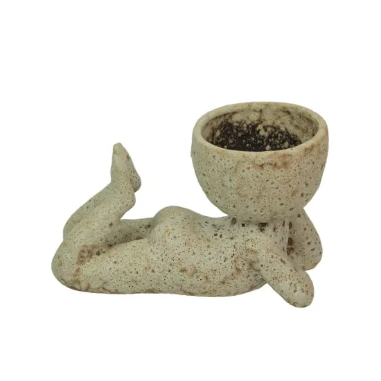 Contemplative Muse Planter &ndash; Cement Sculpture, Artistic Home Decor Accent {3}