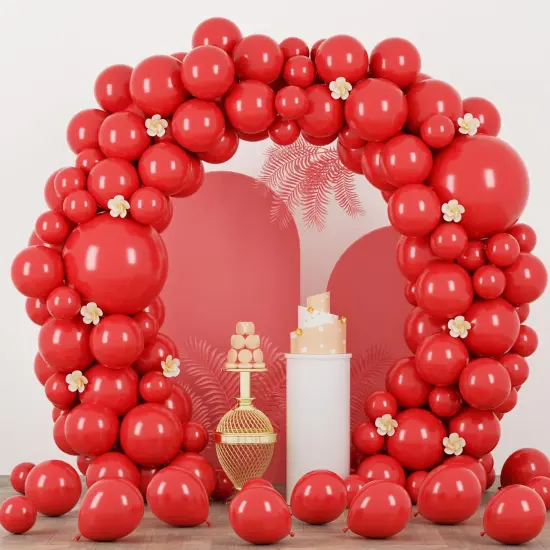 90pack Red Balloons Different Size 18/12/10/5 Inch Red Balloon Garland Arch Kit for Valentine's Day, Graduation, Wedding, Birthday, New Year, Baby Shower, Christmas Party Decorations {1}