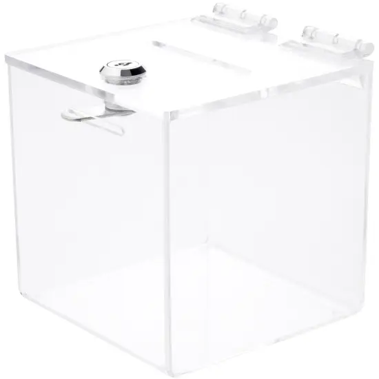 Plymor Clear Acrylic Locking Ballot / Collection / Donation Box, 5" W x 5" D x 5.25" H {2}
