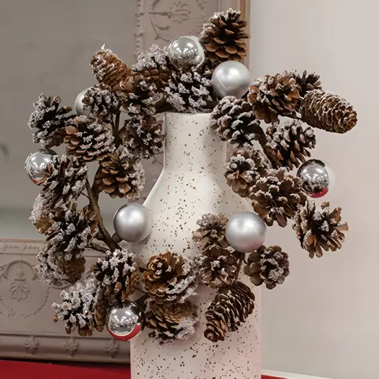 Snow Sprinkled Pinecone Wreath for Winter and Holiday Home Decor {2}