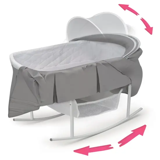Badger Basket Cuddles Oval Rocking Doll Bassinet - Gray/White {3}
