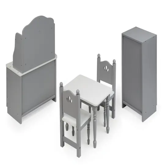 Badger Basket Kitchen Furniture Set for 18 inch Dolls - Gray/White {6}