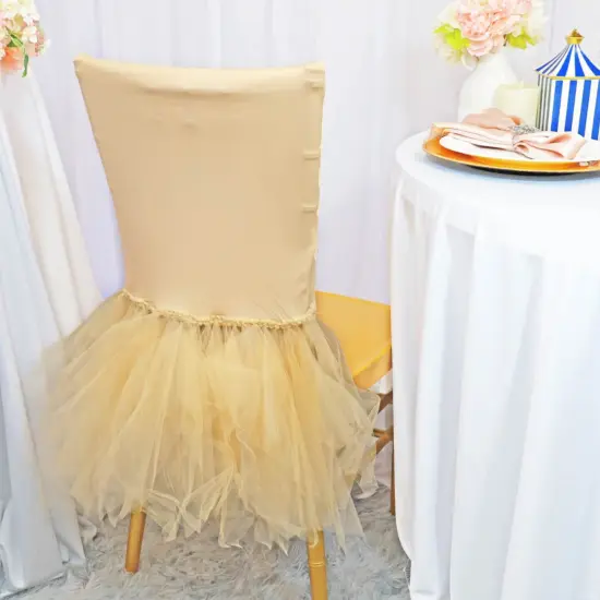 1 Piece Champagne Elegance Stretch Spandex Chiavari Chair Cover with Ballerina Flair {2}