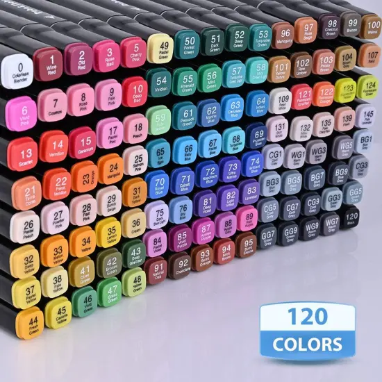 120 Color Alcohol Marker Pens {4}