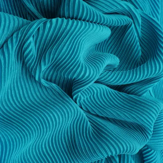 1 Yard Bodre Fabric Interlock Pleated, 58/60&Prime; Wide 100% Polyester BLUE {2}