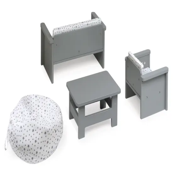 Badger Basket Living Room Furniture Set for 18 inch Dolls - Gray/White {3}