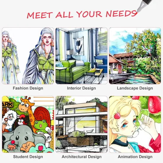 120 Colors Dual Tips Art Markers Set {4}