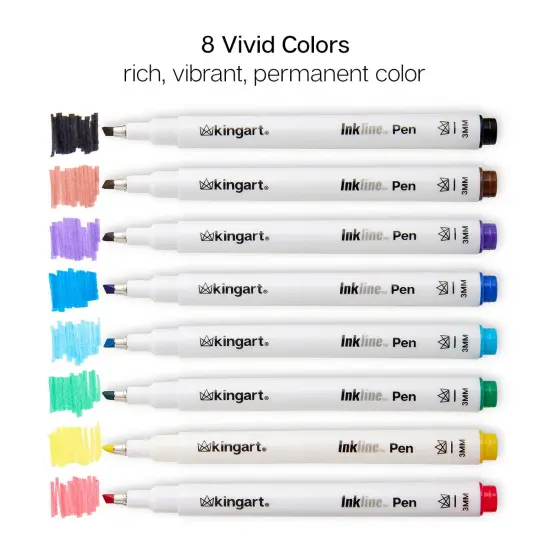 KINGART&reg; Inkline&trade; Chisel Tip Pens, 8 Colors {4}
