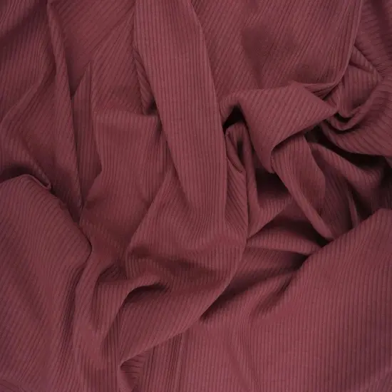 1 Yard 4x2 Rib Solid Knit Fabric 52/54&Prime; Wide Poly Rayon Spandex Blend Stretchy Knit Burgundy {5}