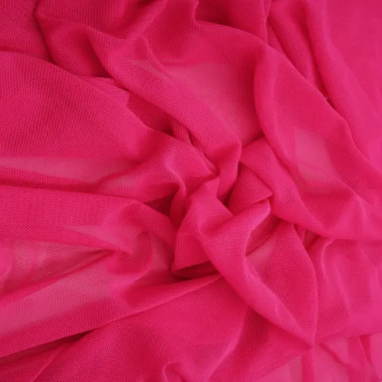 1 Yard Poly Spandex Mesh Solid Fabric Lightweight Stretch 58/60 Inches Wide Fuchsia {1}