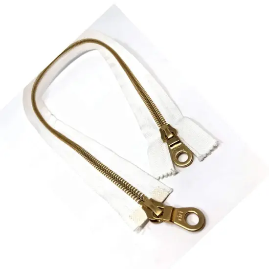 Zipper &ndash; White 8MM 27.5" Gold Teeth Two-Way Separating for Jackets {3}