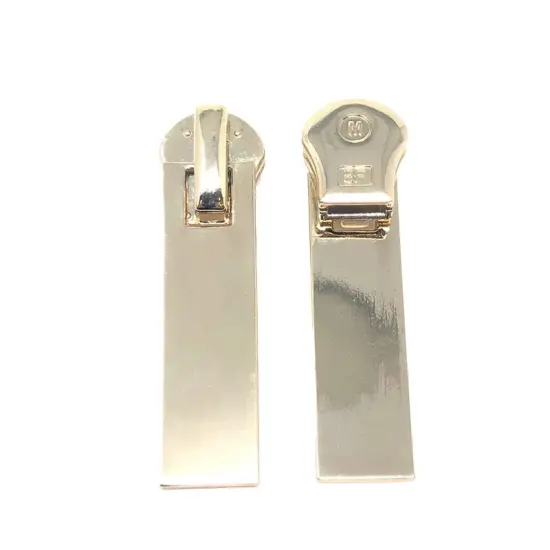 Zipper Pull &ndash; Rectangular Glossy Metal 8MM in Light Brass {1}