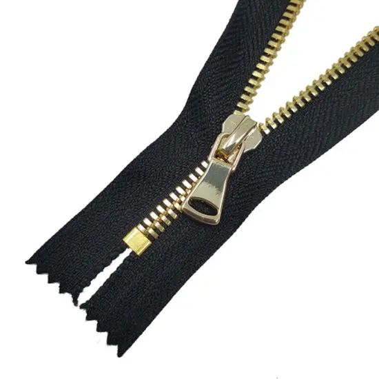 5MM Closed Bottom Zipper Black Tape Brass Teeth 7 Inche {1}