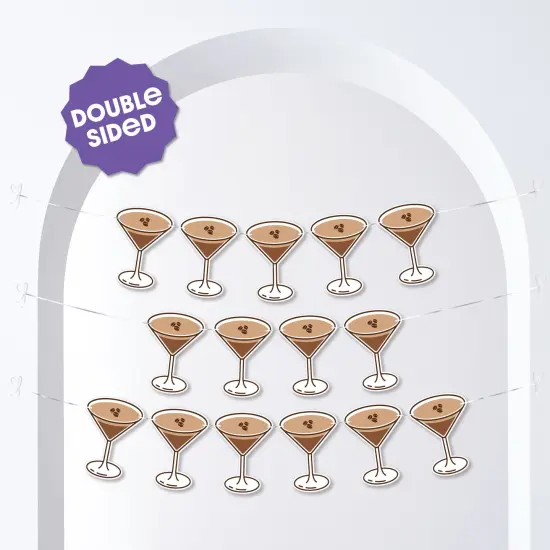 Big Dot of Happiness Espresso Martini Garland Banner, A Tini Bit Older Banner, Bachelorette Decor, 30 Ft Cord, 15 Double-Sided Coffee Martini Glasses {3}